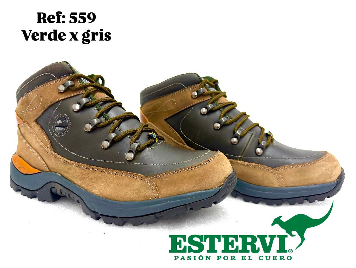 Bota 559 Cuero Verde x gris