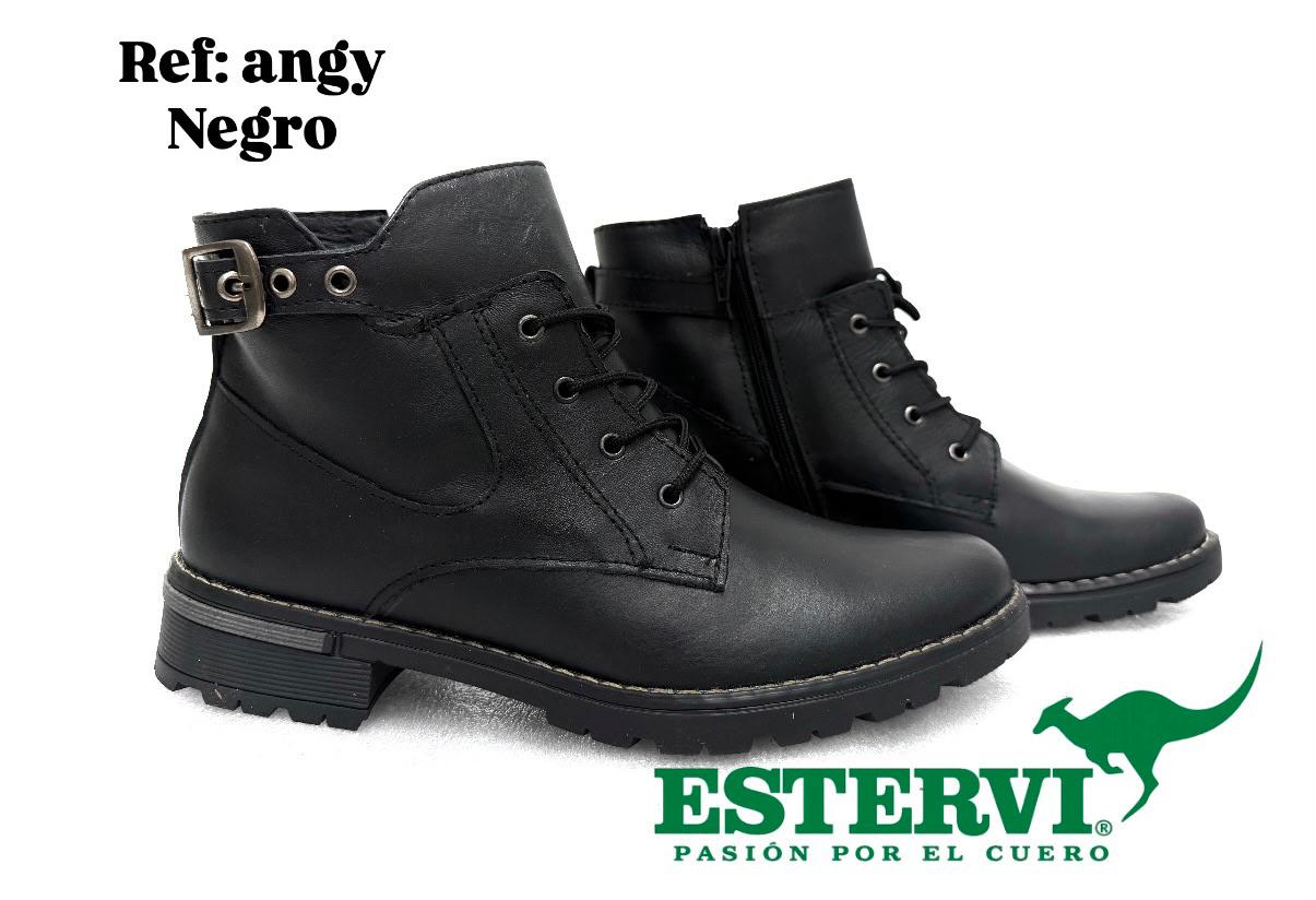 Botín Angy Cuero Negro