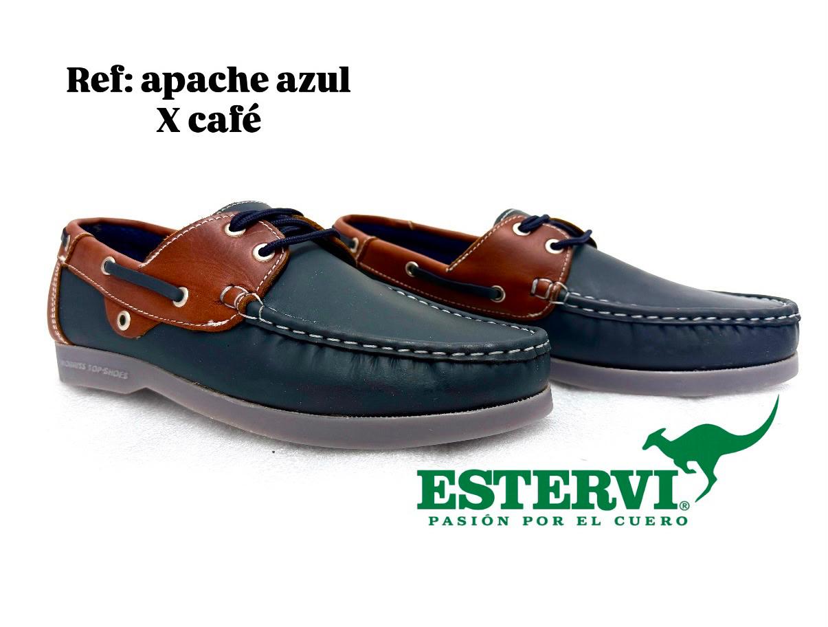 Mocasín Apache Cuero Azul x miel