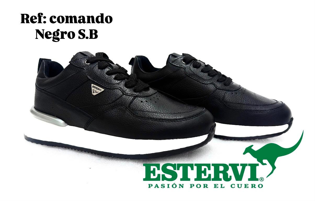 Sport Comando Cuero Negro S.Blanca