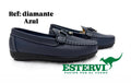 Mocasín Diamante Cuero Azul