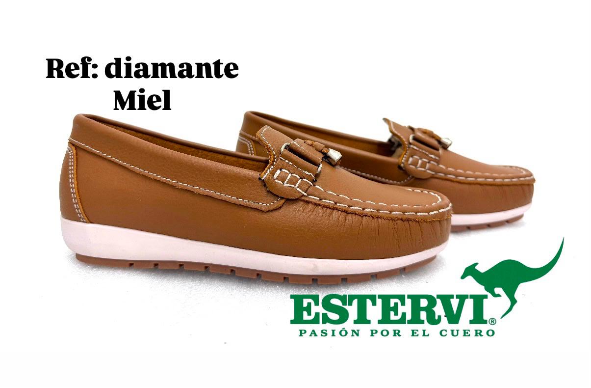 Mocasín Diamante Cuero Miel