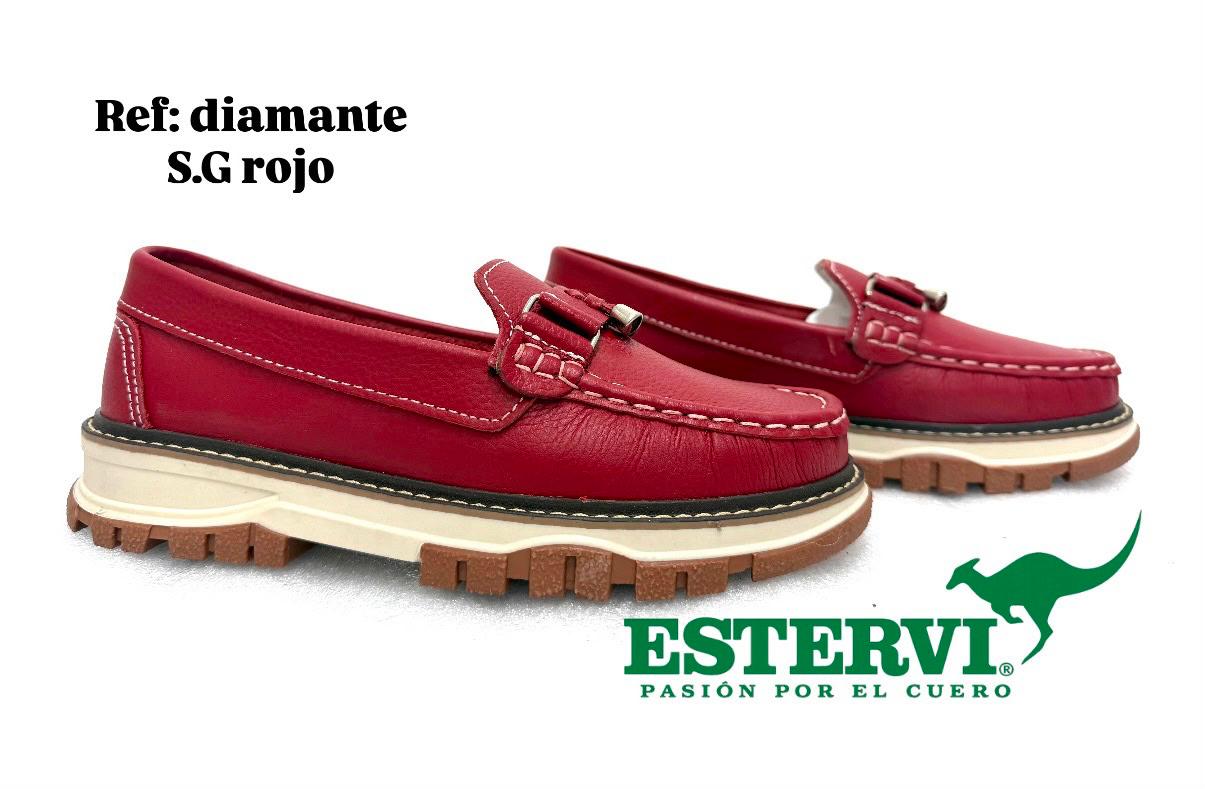 Mocasín Diamante Cuero Rojo S.G