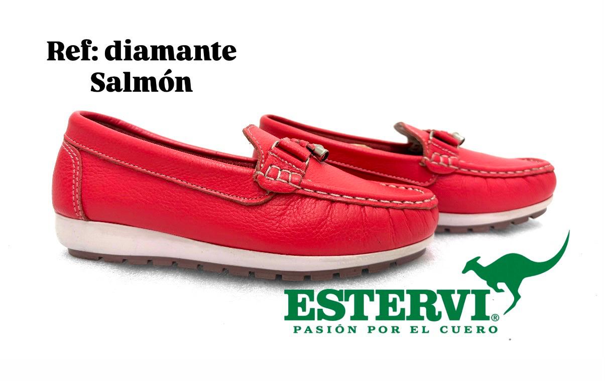 Mocasín Diamante Cuero Salmón
