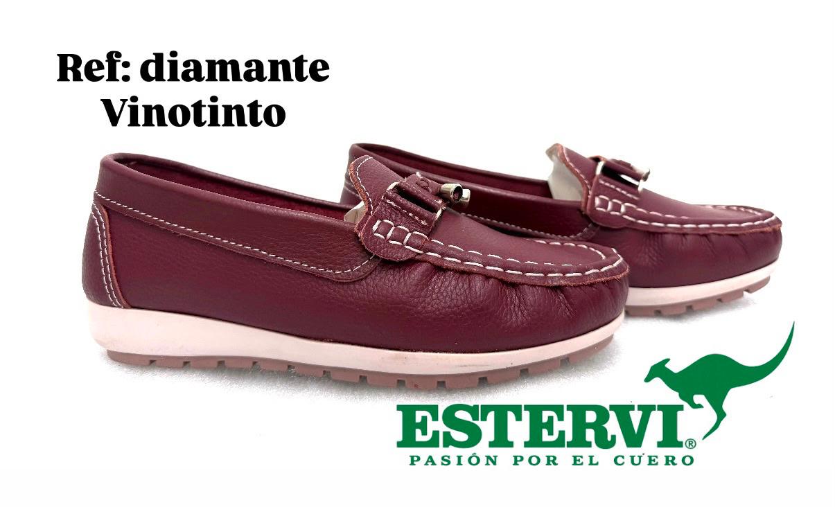 Mocasín Diamante Cuero Vinotinto