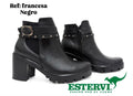 Botín Francesa Cuero Negro