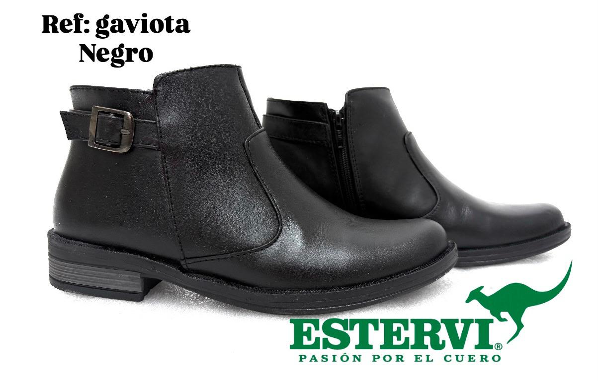 Botín Gaviota Cuero Negro