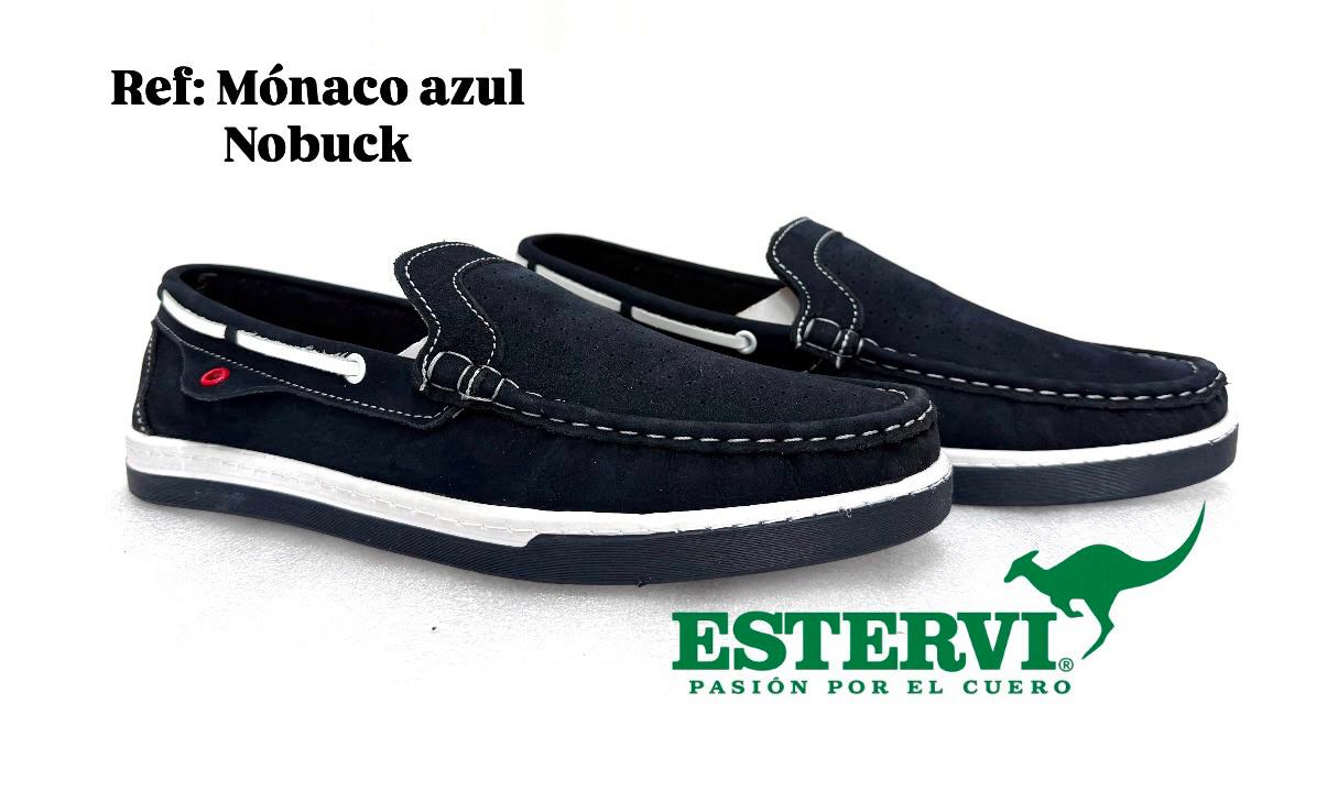 Mocasín Monaco Cuero Azul nobuk
