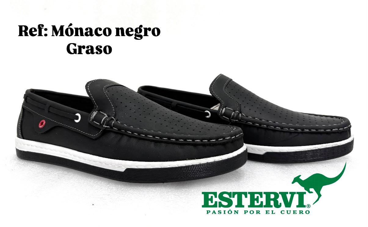 Mocasín Monaco Cuero Negro graso