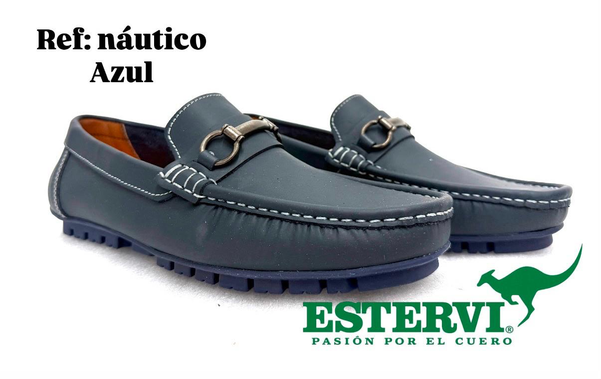 Mocasín Náutico Cuero Azul