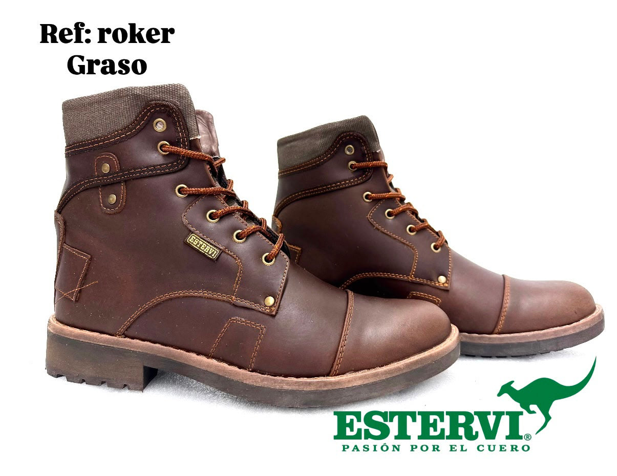Bota Roker Cuero Graso oscuro
