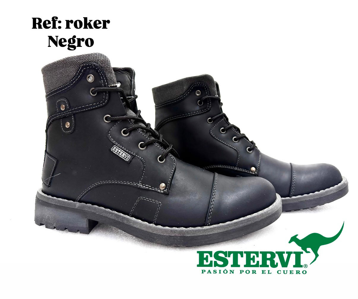 Bota Roker Cuero Negro graso