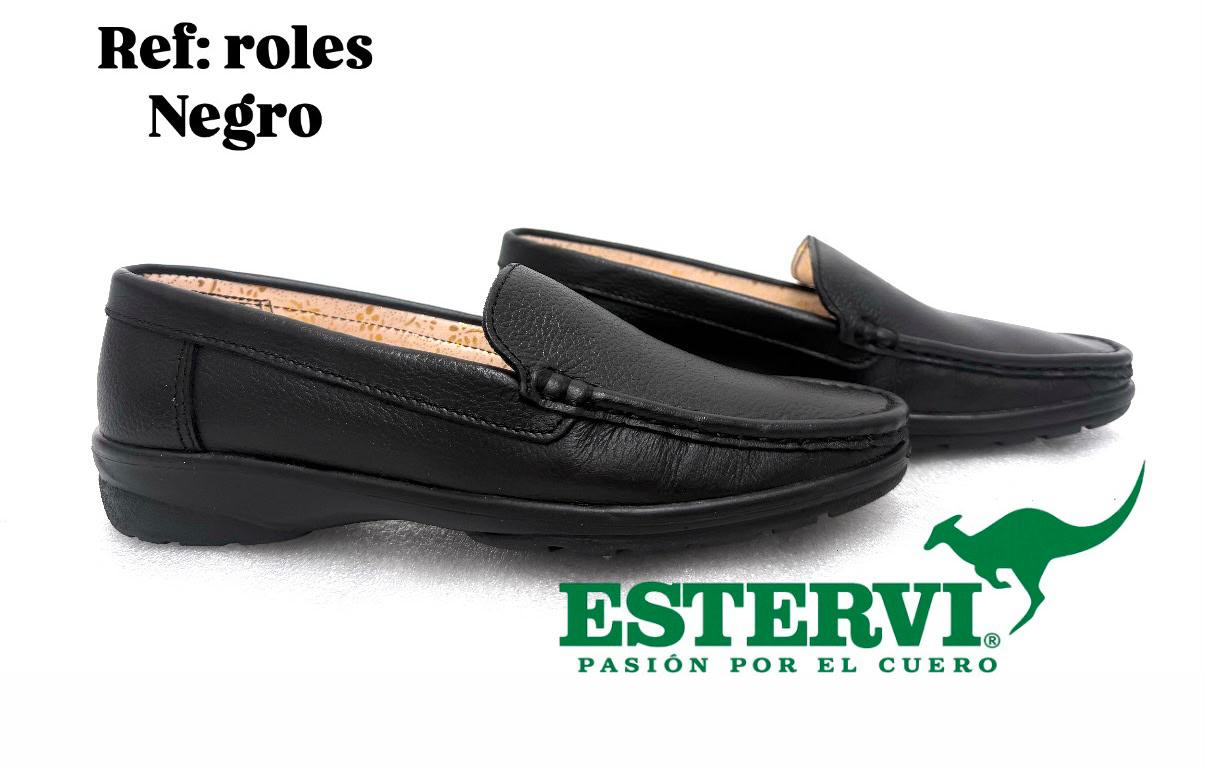 Mocasín Roles Cuero Negro
