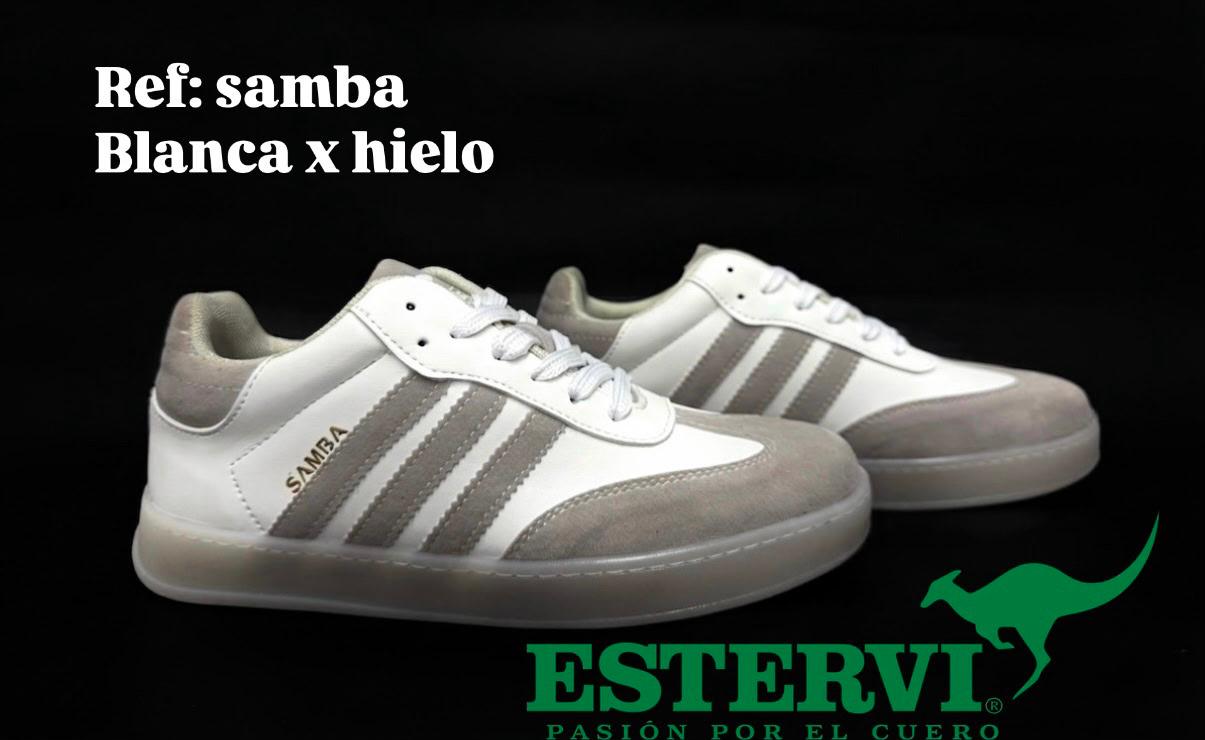 Tenis Samba Cuero Blanca x hielo