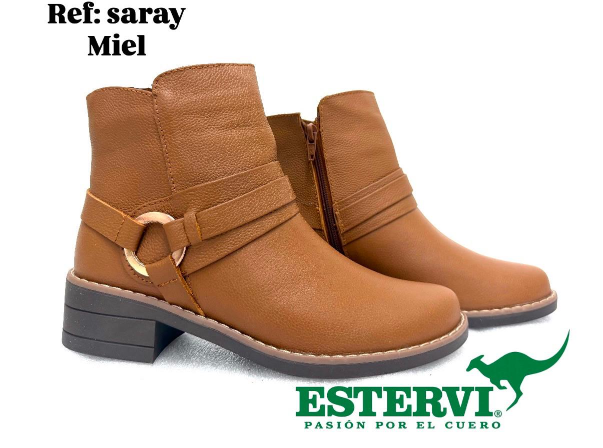 Botín Saray Cuero Miel