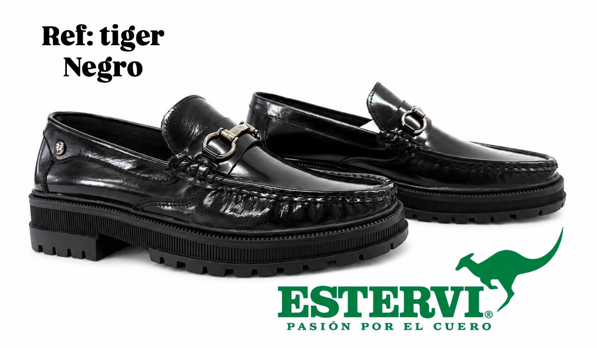 Mocasín Tiger Cuero Negro