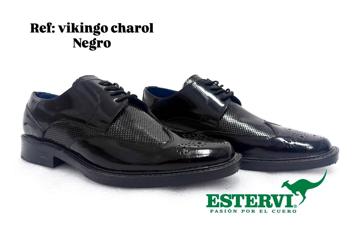 Zapato Vikingo Cuero Negro charol